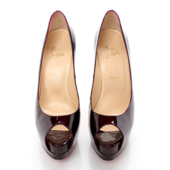 Christian Louboutin Palais Royal 140 Patent Ruby Red PeepToe Pumps - Picture 3 of 15